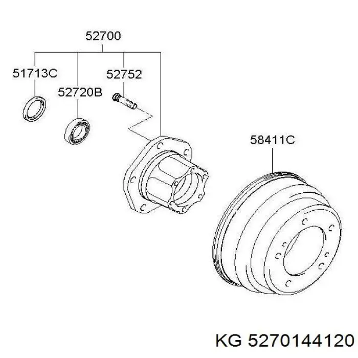 Підшипник маточини передньої, внутрішній 5270144120 KG