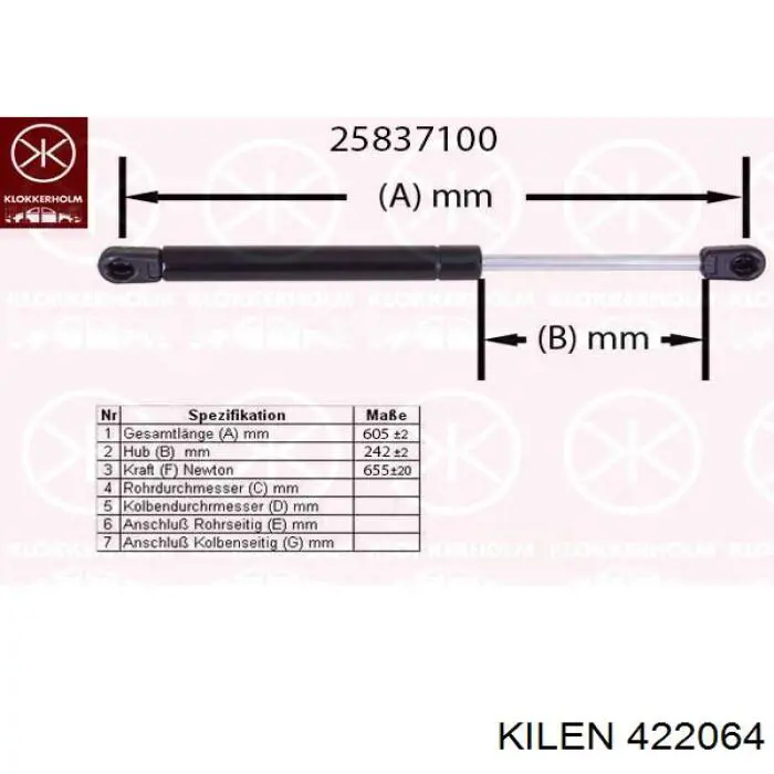Купити 422064 Kilen Амортизатор двері багажника