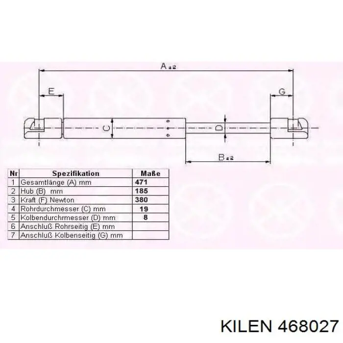 Амортизатор двері задньої Kilen 468027 ціна, від 10.14 USD