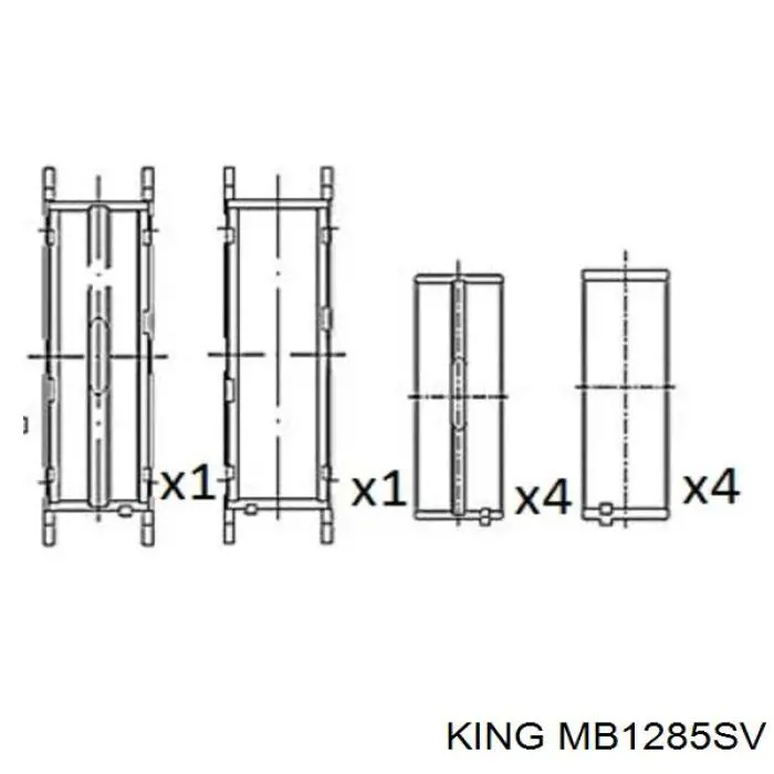 Вкладиші колінвала, корінні, комплект, стандарт (STD) King MB1285SV ціна, від 16.50 USD