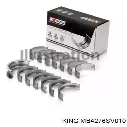 Вкладиші коленвала, корінні, комплект, 1-й ремонт (+0,25) King MB4276SV010 ціна, від 138.02 USD
