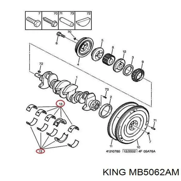 MB5062AM King вкладиші колінвала, корінні, комплект, стандарт (std)