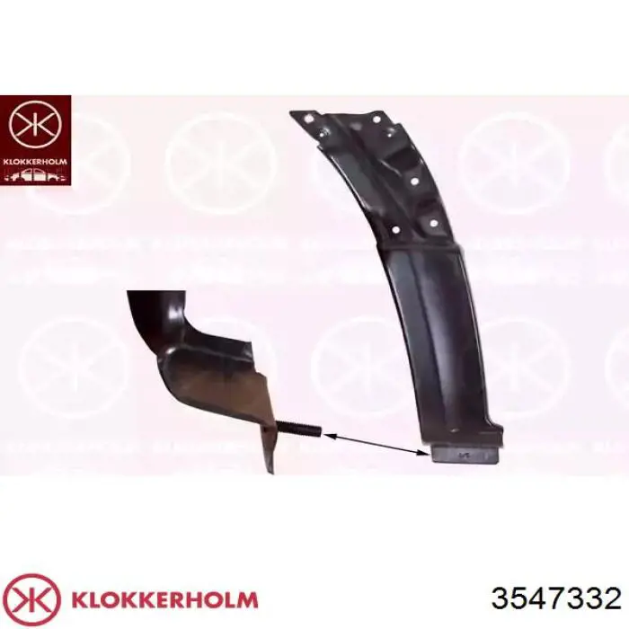 Панель бризковика (лонжерону) моторного відсіку, права Klokkerholm 3547332 ціна, від 32.68 USD