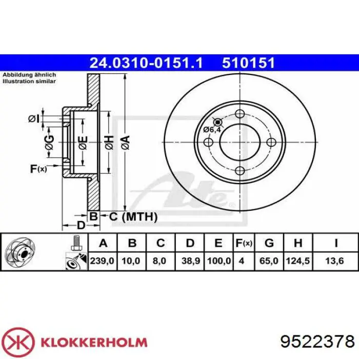 Купити 9522378 Klokkerholm Захист гальмівного диска, переднього, правого