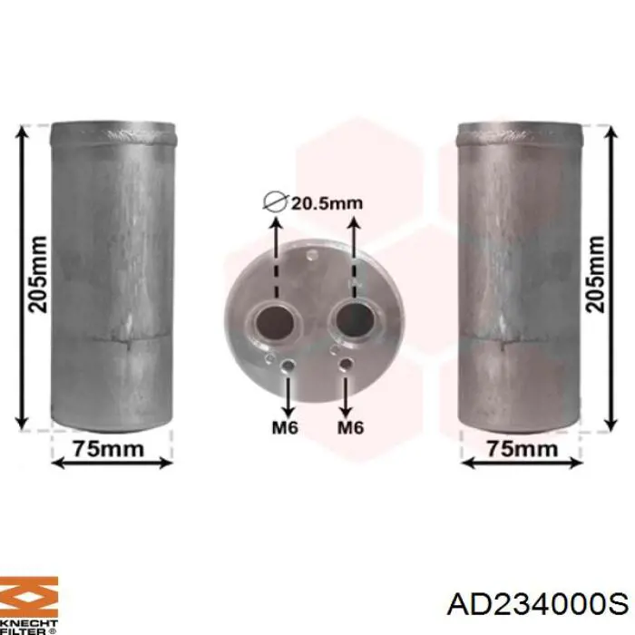 Ресивер-осушувач кондиціонера AD234000S Knecht-Mahle