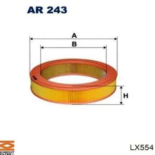 Фільтр повітряний LX554 Knecht-Mahle