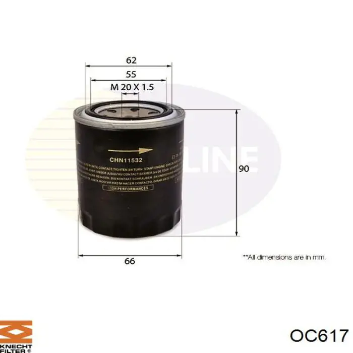 OC617 Knecht-Mahle фільтр масляний