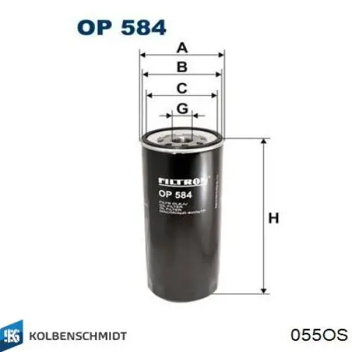 Масляний фільтр двигуна Kolbenschmidt 055OS ціна, від 19.27 USD