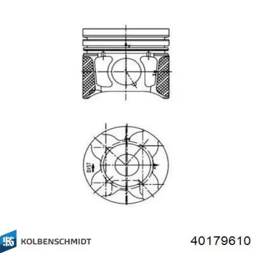 Купити 40179610 Kolbenschmidt Поршень в комплекті на 1 циліндр, 2-й ремонт (+0,50)