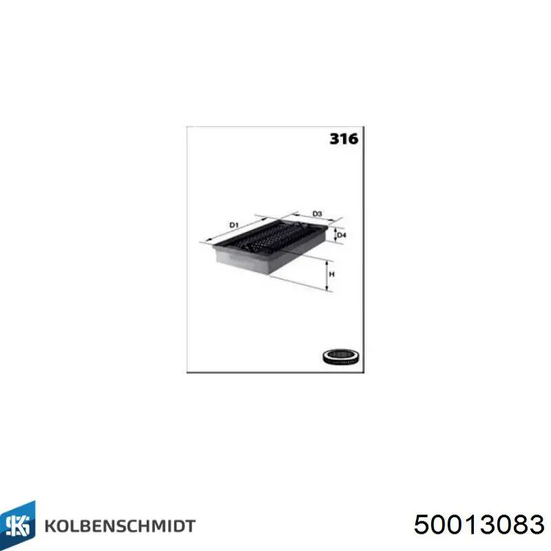 Елемент повітряного фільтра Kolbenschmidt 50013083 ціна, від 5.52 USD