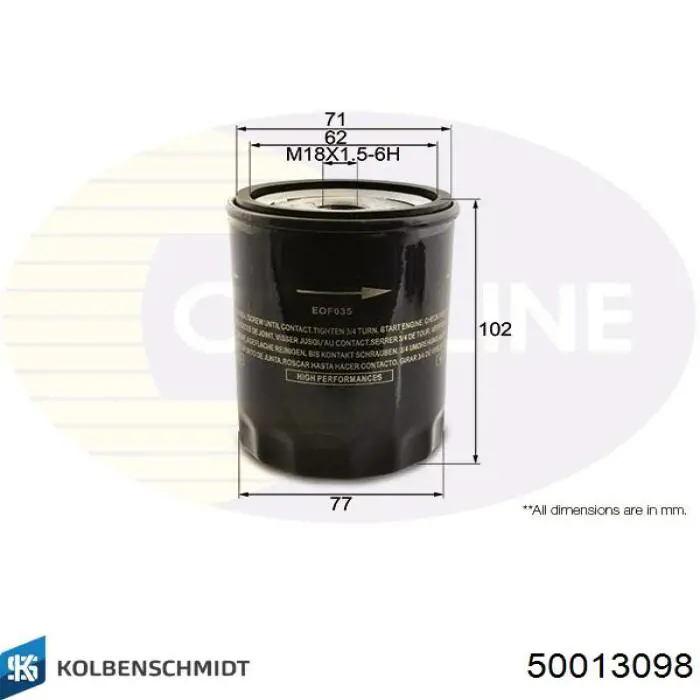 50013098 Kolbenschmidt фільтр масляний
