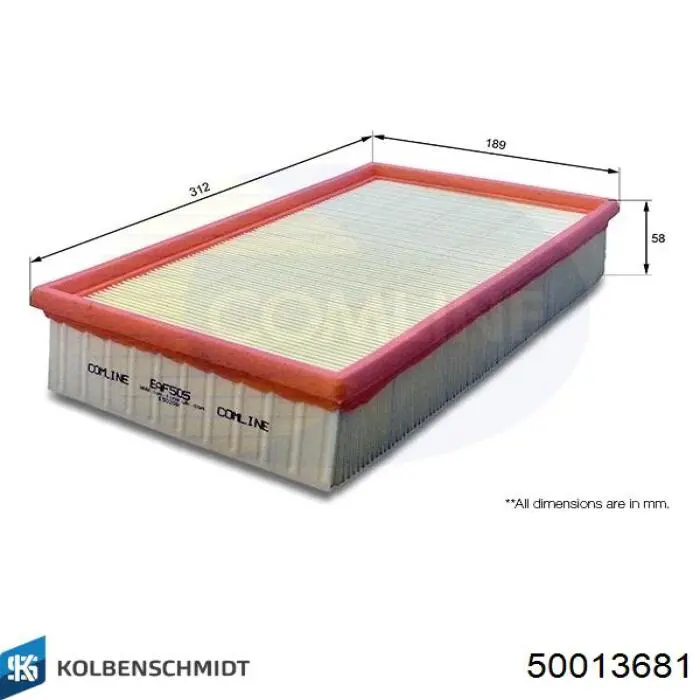 Елемент повітряного фільтра Kolbenschmidt 50013681 ціна, від 7.68 USD