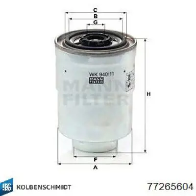 Вкладиші коленвала, корінні, комплект, стандарт (STD) Kolbenschmidt 77265604 ціна, від 103.84 USD