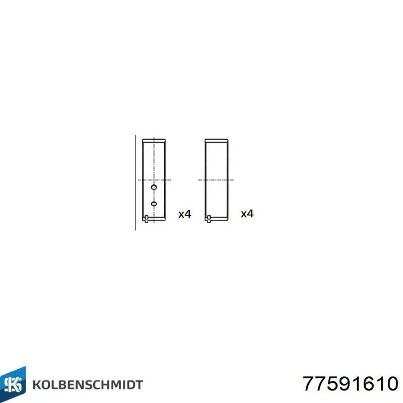 77591610 Kolbenschmidt Вкладиші коленвала, шатунні, комплект, 1-й ремонт (+0,25)