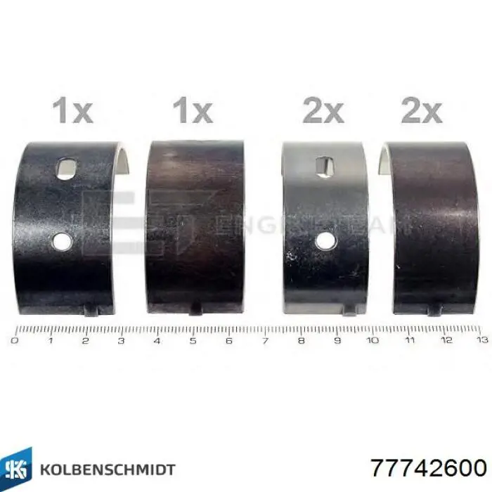 Купити 77742600 Kolbenschmidt Вкладиші колінвала, корінні, комплект, стандарт (STD)