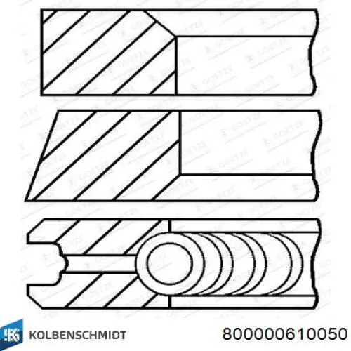 Купити 800000610050 Kolbenschmidt Кільця поршневі на 1 циліндр, 2-й ремонт (+0,50)