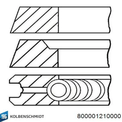 Кільця поршневі на 1 циліндр, STD. 800001210000 Kolbenschmidt