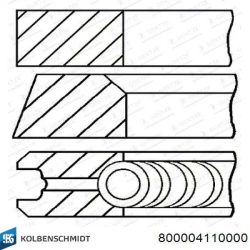 Кільця поршневі на 1 циліндр, STD. 800004110000 Kolbenschmidt