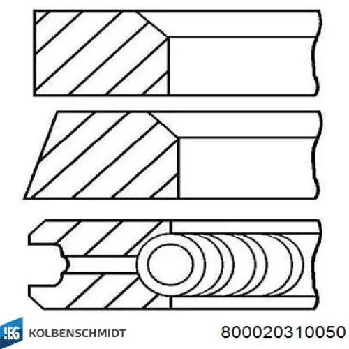 800020310050 Kolbenschmidt Комплект поршневих кілець на 1 циліндр, 2-й ремонт (+0,50)