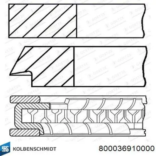 Кільця поршневі на 1 циліндр, STD. 800036910000 Kolbenschmidt