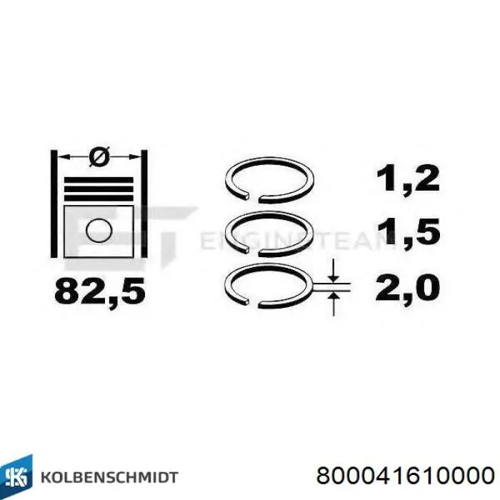 800041610000 Kolbenschmidt Кільця поршневі на 1 циліндр, STD.