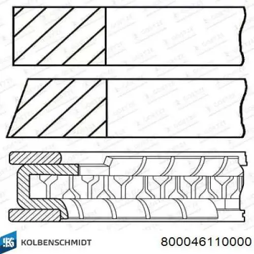 Купити 800046110000 Kolbenschmidt Кільця поршневі на 1 циліндр, STD.
