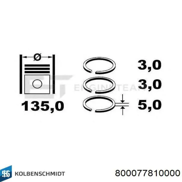 Кільця поршневі на 1 циліндр, STD. 007RS001470N0 Mahle Original
