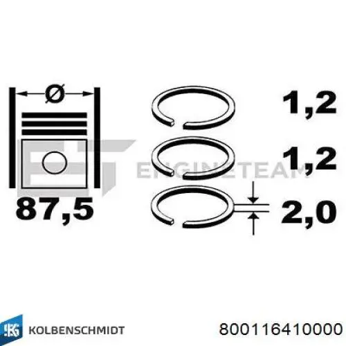 Купити 037RS001480N0 Mahle Original Кільця поршневі на 1 циліндр, STD.