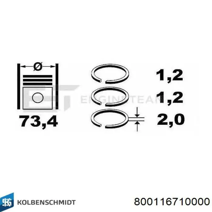 Кільця поршневі на 1 циліндр, STD. 791413004 SM