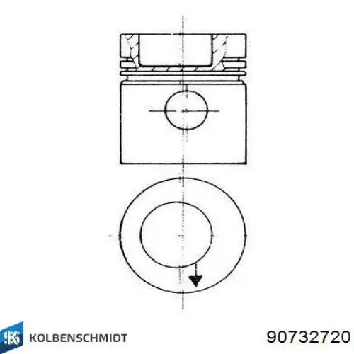 Купити 90732720 Kolbenschmidt Поршень в комплекті на 1 циліндр, 4-й ремонт (+1,00)