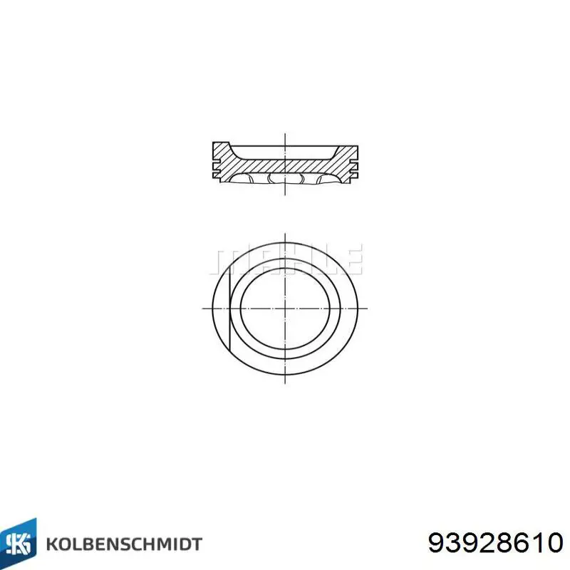 93928610 Kolbenschmidt поршень в комплекті на 1 циліндр, 1-й ремонт (+0,25)