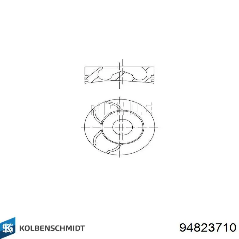 94823710 Kolbenschmidt поршень в комплекті на 1 циліндр, 2-й ремонт (+0,50)