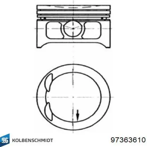 97363610 Kolbenschmidt поршень в комплекті на 1 циліндр, 2-й ремонт (+0,50)
