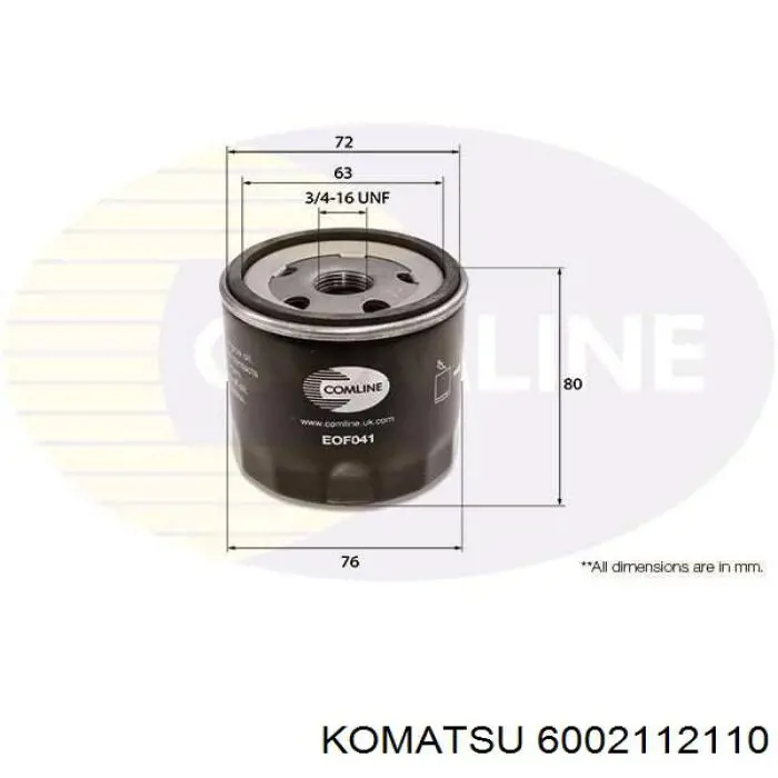 6002112110 Komatsu фільтр масляний