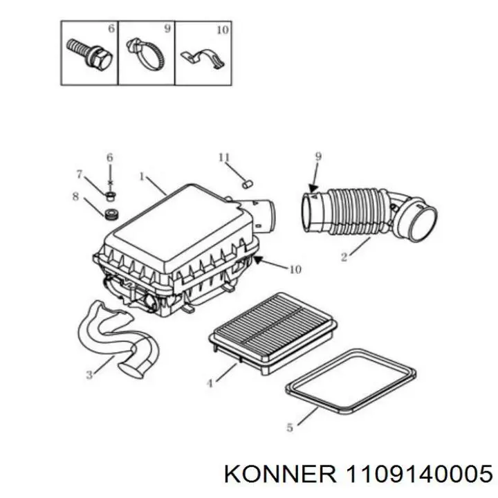 Фільтр повітряний 1109140005 Konner