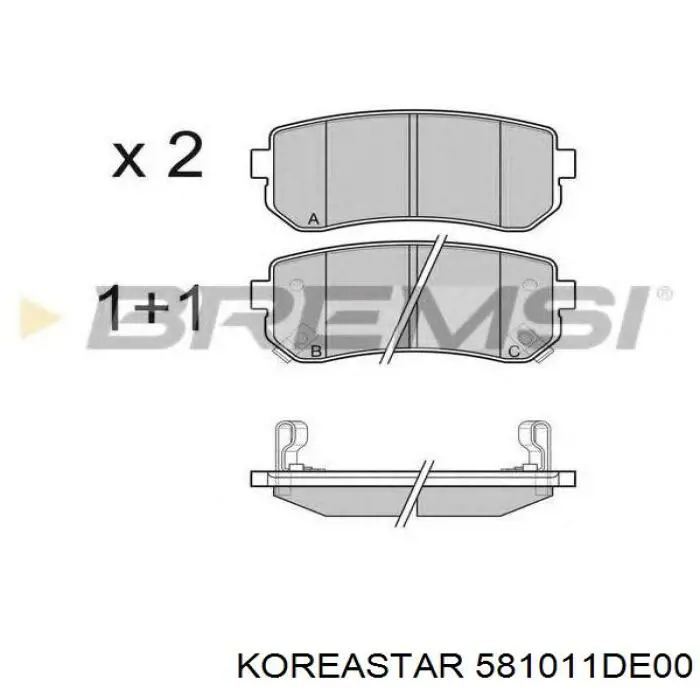 Колодки гальмівні передні, дискові 581011DE00 Koreastar