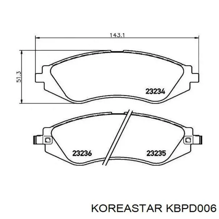 Купити KBPD006 Koreastar Колодки гальмівні передні, дискові