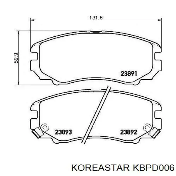 KBPD006 Koreastar Передні гальмівні колодки