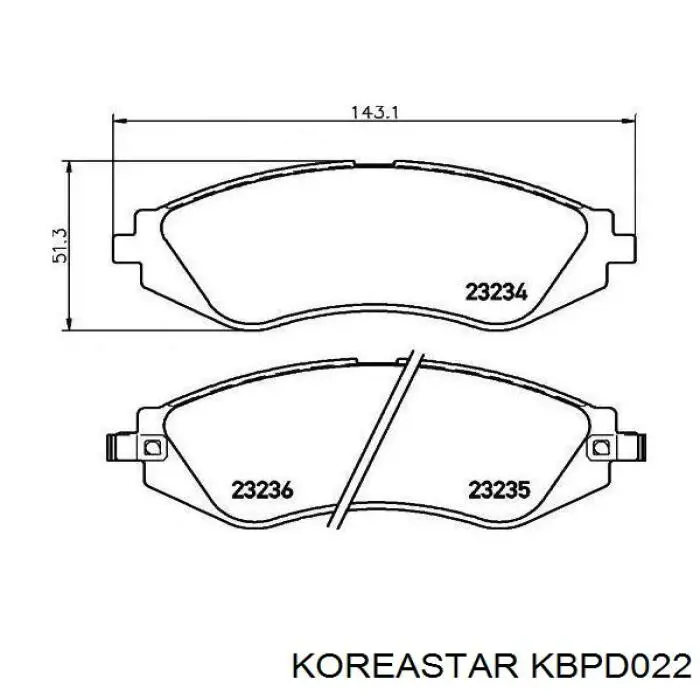 Купити KBPD022 Koreastar Колодки гальмівні передні, дискові
