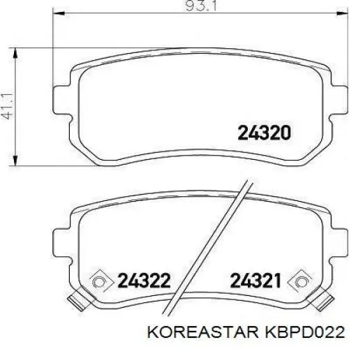 Передні тормозні колодки KBPD022 Koreastar
