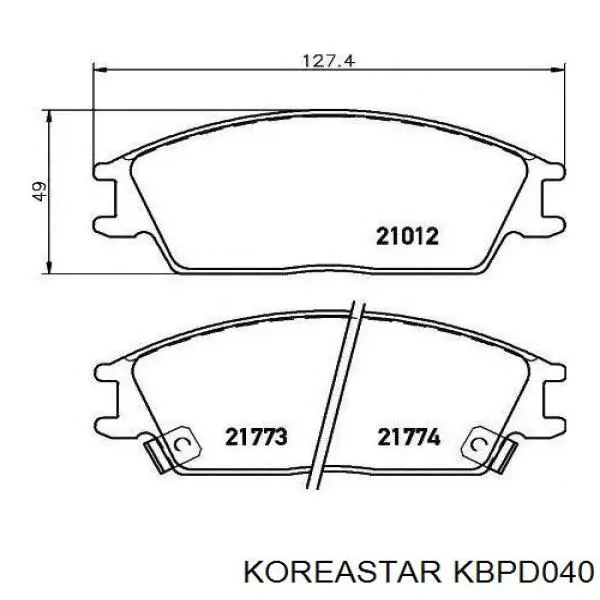 KBPD040 Koreastar колодки гальмові задні, дискові