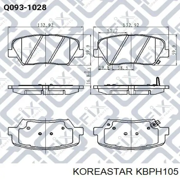 KBPH105 Koreastar Передні гальмівні колодки