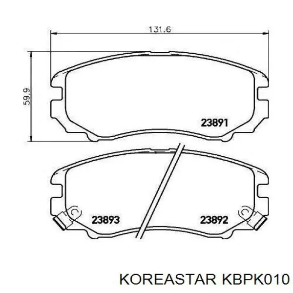 KBPK010 Koreastar колодки гальмівні передні, дискові