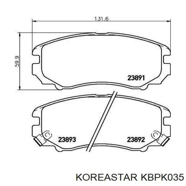 KBPK035 Koreastar Колодки гальмівні задні, дискові