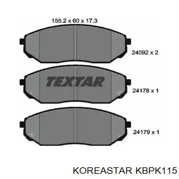 Колодки гальмівні передні, дискові KBPK115 Koreastar