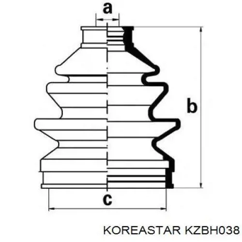 Пильник ШРУСа зовнішній, передній піввісі KZBH038 Koreastar