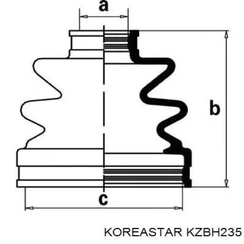 KZBH235 Koreastar Пильник ШРКШ внутрішній, передній півосі