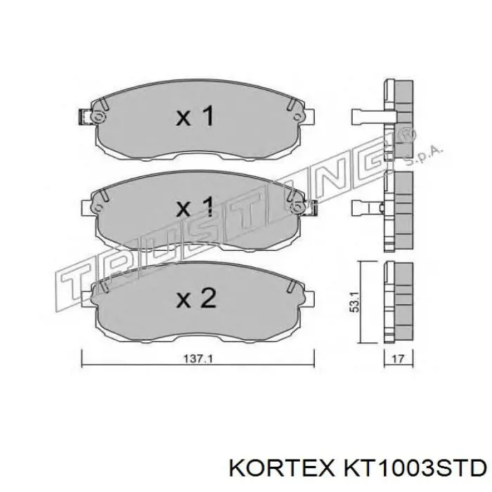 Колодки гальмівні передні, дискові KT1003STD Kortex