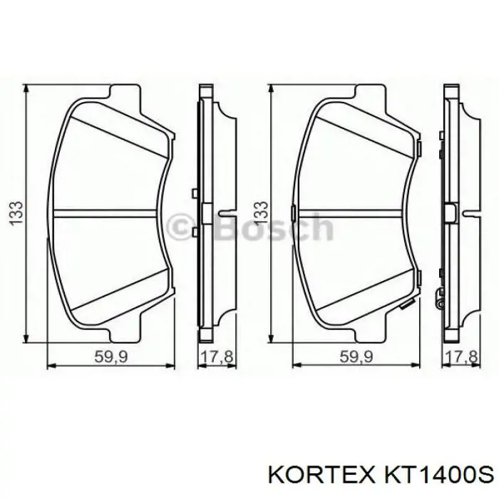 KT1400S Kortex колодки гальмівні передні, дискові