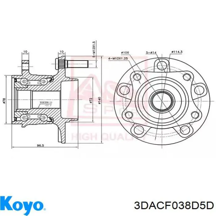 Маточини задніх коліс Koyo 3DACF038D5D ціна, від 79.33 USD
